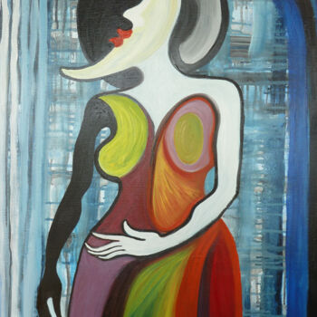Painting titled "Le Royaume" by Aurélie Sarrazin, Original Artwork, Oil Mounted on Wood Stretcher frame