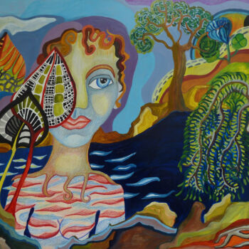 Peinture intitulée "La Nymphe" par Aurélie Sarrazin, Œuvre d'art originale, Acrylique