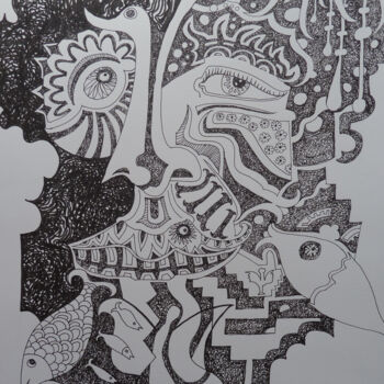 Disegno intitolato "L'Ombre parlante" da Aurélie Sarrazin, Opera d'arte originale, Inchiostro