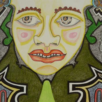Desenho intitulada "Face de lumière" por Aurélie Sarrazin, Obras de arte originais, Tinta