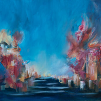 Painting titled "La Caire" by Auriane Phillippon, Original Artwork, Oil Mounted on Wood Stretcher frame