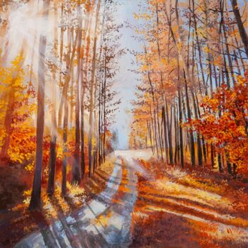 Pintura titulada "Late autumn" por Aurin, Obra de arte original, Oleo