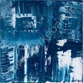 Картина под названием "carre-bleu-et-blanc…" - Aurkeo, Подлинное произведение искусства, Акрил