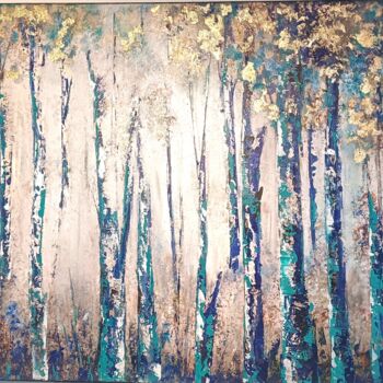 Painting titled "Bosque Luz y Espera…" by Aurora Infante, Original Artwork, Acrylic Mounted on Wood Stretcher frame