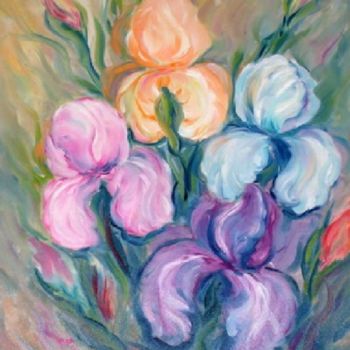 Malerei mit dem Titel "Irises" von Aurora Lunic, Original-Kunstwerk, Öl