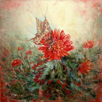 Pintura titulada "Chrysanthemums" por Aurora Lunic, Obra de arte original