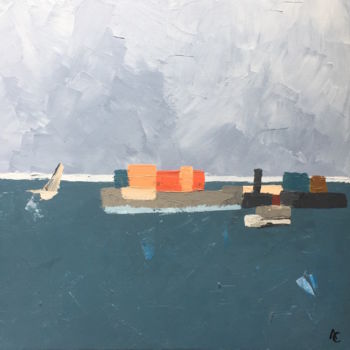 Peinture intitulée "Marché de mer" par Atelier Blå, Œuvre d'art originale, Acrylique Monté sur Châssis en bois