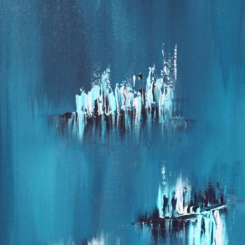 Painting titled "jeux d'eau  80x30…" by Aurore Franc, Original Artwork, Oil