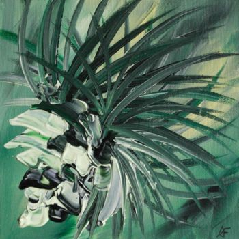 Pintura intitulada "Raisin fleurs 20x20…" por Aurore Franc, Obras de arte originais, Acrílico