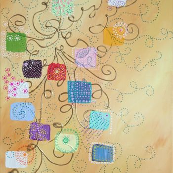 Painting titled "Soleil en confettis…" by Aurore Franc, Original Artwork, Acrylic