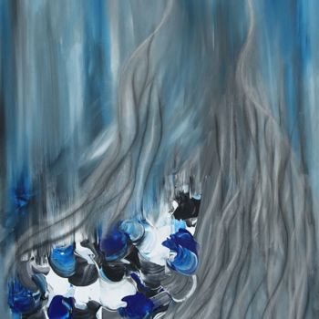 Schilderij getiteld "Le Bleu Flamenco !!…" door Aurore Franc, Origineel Kunstwerk, Acryl