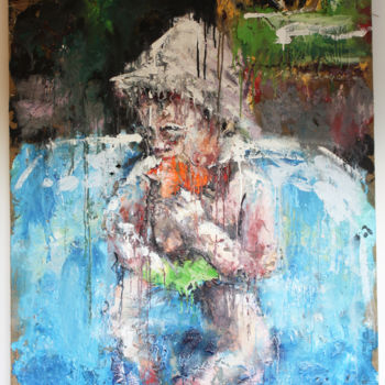 Peinture intitulée "La bassine 2" par Aurore Lanteri, Œuvre d'art originale, Cire Monté sur Châssis en bois