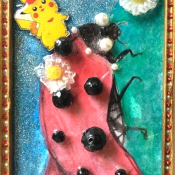 Collages getiteld "Ladybug and Pikatchu" door Aurore Lanteri, Origineel Kunstwerk, Collages