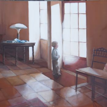 Painting titled "l'enfant et la lumi…" by Aurore Leclere, Original Artwork, Oil