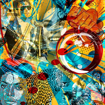 Digital Arts με τίτλο "King of Pop II" από Aurore Joly, Αυθεντικά έργα τέχνης, Ψηφιακή ζωγραφική