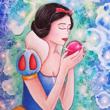 Malerei mit dem Titel "Blanche Neige" von Aurore Loallyn, Original-Kunstwerk, Andere