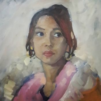 Pittura intitolato "Портрет девушки." da Dona, Opera d'arte originale, Olio