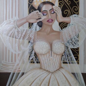 Pittura intitolato "Woman with Vision" da Ausra Manamangas, Opera d'arte originale, Olio Montato su Telaio per barella in le…