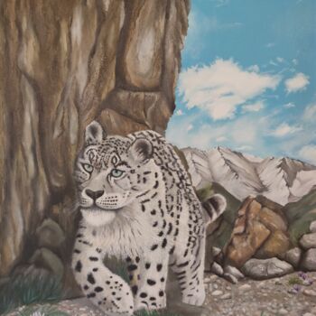 Painting titled "Himalayan Royalty" by Ausra Manamangas, Original Artwork, Oil Mounted on Wood Stretcher frame