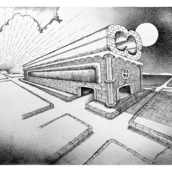 Desenho intitulada "Estação perdida" por Dimarco.Art, Obras de arte originais, Tinta