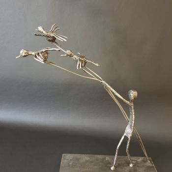 Sculpture intitulée "L'envolée" par Sandrine Plumard, Œuvre d'art originale, Métaux