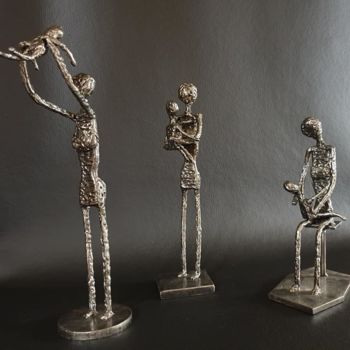 Sculpture intitulée "La mère et l'enfant…" par Sandrine Plumard, Œuvre d'art originale, Métaux