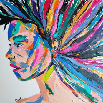 Pintura titulada "Colorful Woman - se…" por Ava - Alexa Visual Artist, Obra de arte original, Acrílico Montado en Bastidor d…