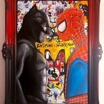 绘画 标题为“Batman vs. Spiderman” 由Ava Moazen (ArtByAva), 原创艺术品, 油