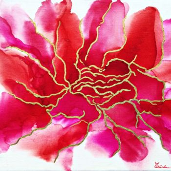 Peinture intitulée "Pink flower" par Natalia Chaikovskaia, Œuvre d'art originale, Encre