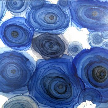 Painting titled "Blue Flow" by Natalia Chaikovskaia, Original Artwork, Ink