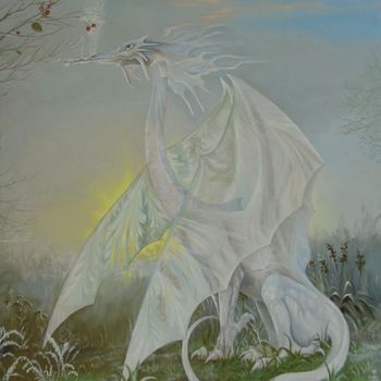 Peinture intitulée "Ледяной дракон" par Anna Zinkovskaia, Œuvre d'art originale