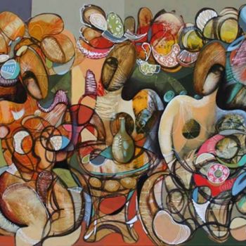 Schilderij getiteld "Feast" door Romeo Avagyan, Origineel Kunstwerk