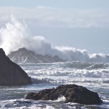 Photography titled "SEASCAPE V: "The Te…" by Curtis H. Jones, Original Artwork, Digital Photography Mounted on Wood Stretche…