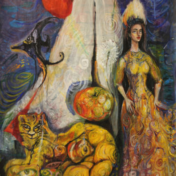 Painting titled "Сумерки" by Varvara Dmitrieva, Original Artwork, Tempera