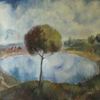 Malarstwo zatytułowany „Дерево и озеро” autorstwa Александр Беляков, Oryginalna praca