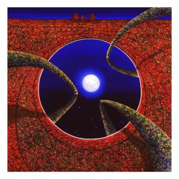 Pittura intitolato "The Lake & Full Moon" da Andre Van Der Kerkhoff, Opera d'arte originale, Acrilico