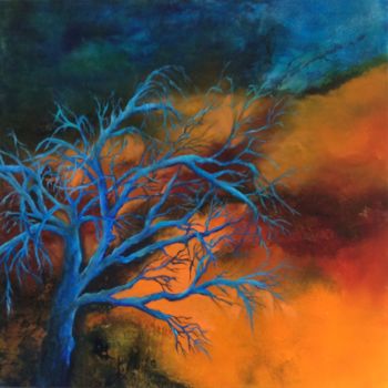 Painting titled "BLUE VISION" by Jenny Avenel, Original Artwork, Oil