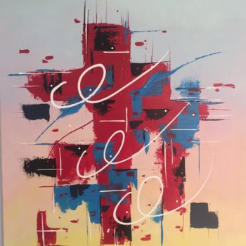 Painting titled "CITY" by Alain Vergier, Original Artwork, Acrylic