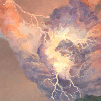 Картина под названием "Lightning" - Olga Mis, Подлинное произведение искусства, Масло