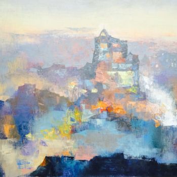 Painting titled "Cityscape" by Avesh, Original Artwork, Oil