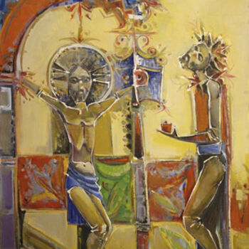 Картина под названием "Crucifixion" - Mirav, Подлинное произведение искусства, Масло