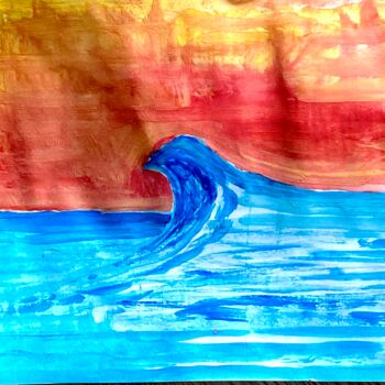 Peinture intitulée "One wave" par Avi Benshoshan, Œuvre d'art originale, Aquarelle