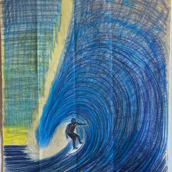 Pittura intitolato "Blue barrel" da Avi Benshoshan, Opera d'arte originale, Pastello