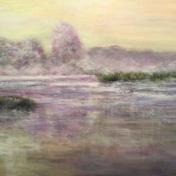 Pintura titulada "Un lac en hiver" por Anne Vignau, Obra de arte original, Acrílico