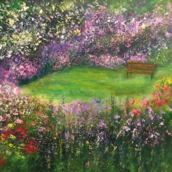 Painting titled "Le jardin anglais" by Anne Vignau, Original Artwork, Acrylic