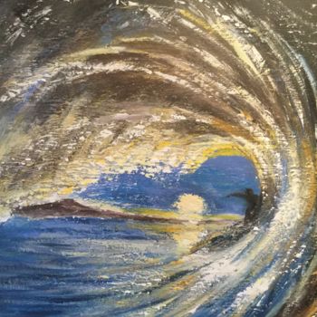 Painting titled "Au creux de la vague" by Anne Vignau, Original Artwork