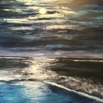 Peinture intitulée "Un soir, à la mer..." par Anne Vignau, Œuvre d'art originale