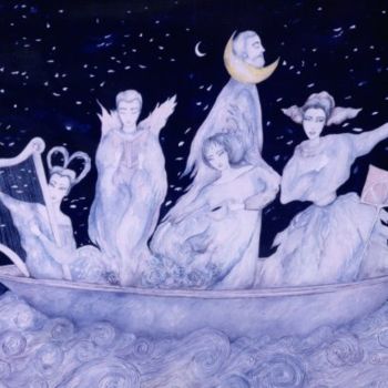 Pittura intitolato "La barca dei sognat…" da Paolo Avigo, Opera d'arte originale