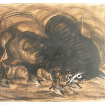 Painting titled "Bull" by Avijit Roy, Original Artwork