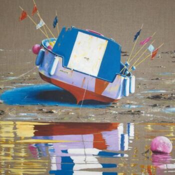 Pittura intitolato "Reflet- barque" da Avila, Opera d'arte originale